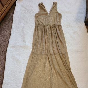 Gold Metallic Maxi Dress-Small/Medium